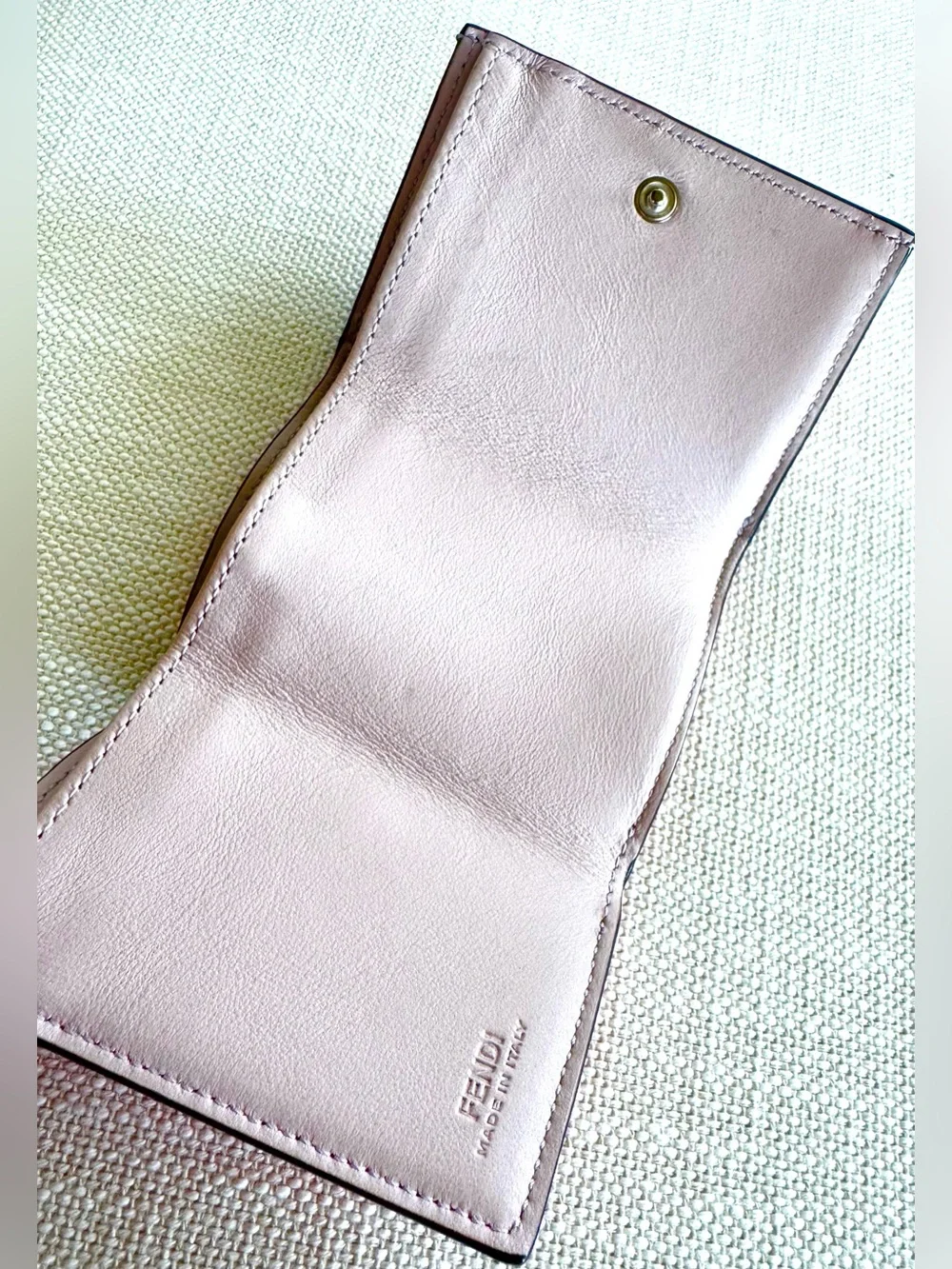 FENDI Bright Pink Pebbled Leather Mini Turn Lock Wallet Italy